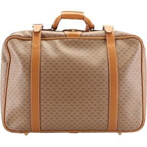 Gucci Micro GG Coated Canvas and Leather Travel Bag Luggage Tag lock key vintage